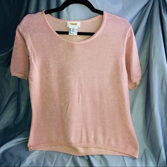 Talbots Sweaters - Blush Pink Talbots Large Short Sleeve Knitted Top